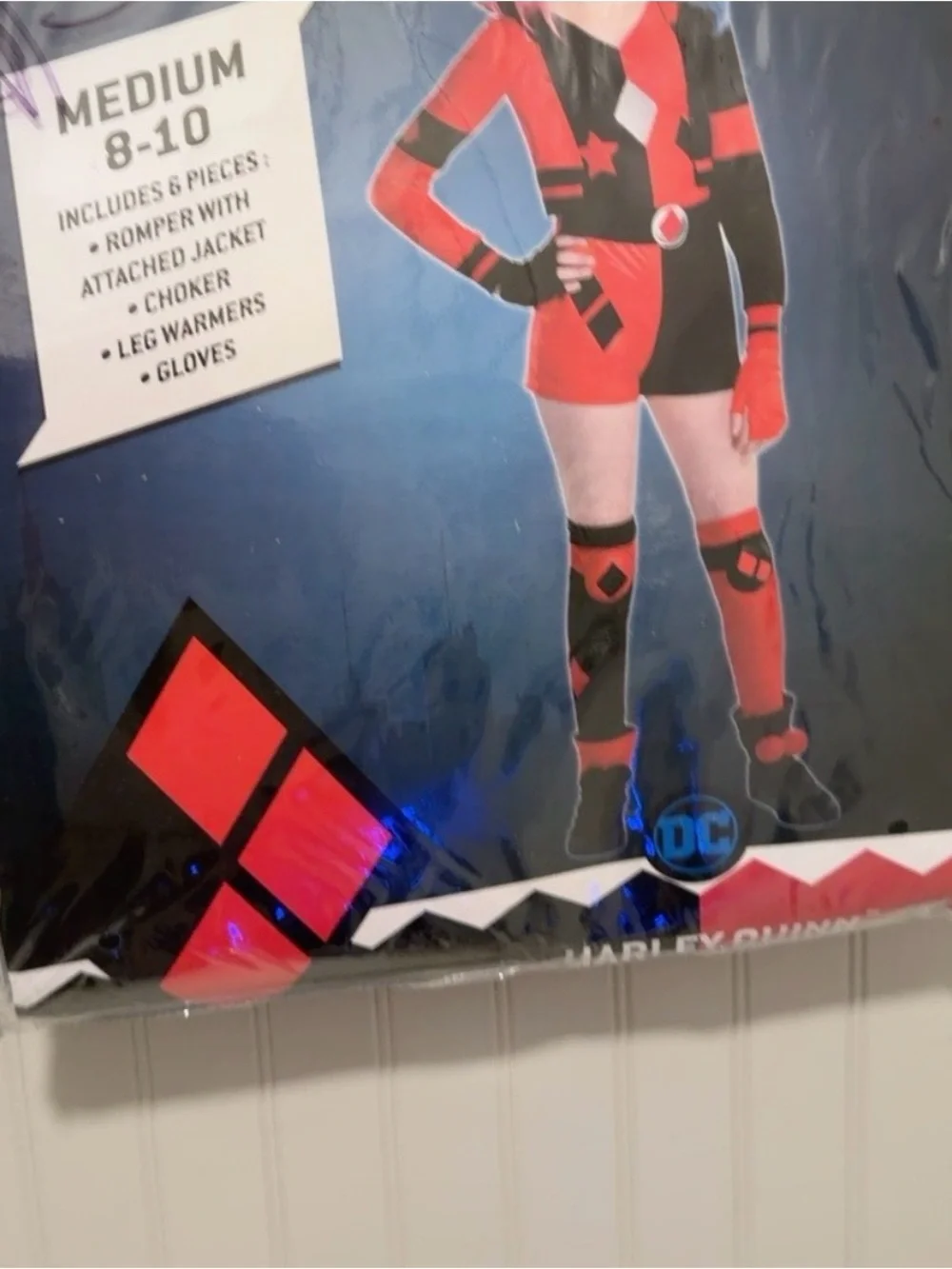 Kids Red & Black Superhero Harley Quinn Costume Playsuit